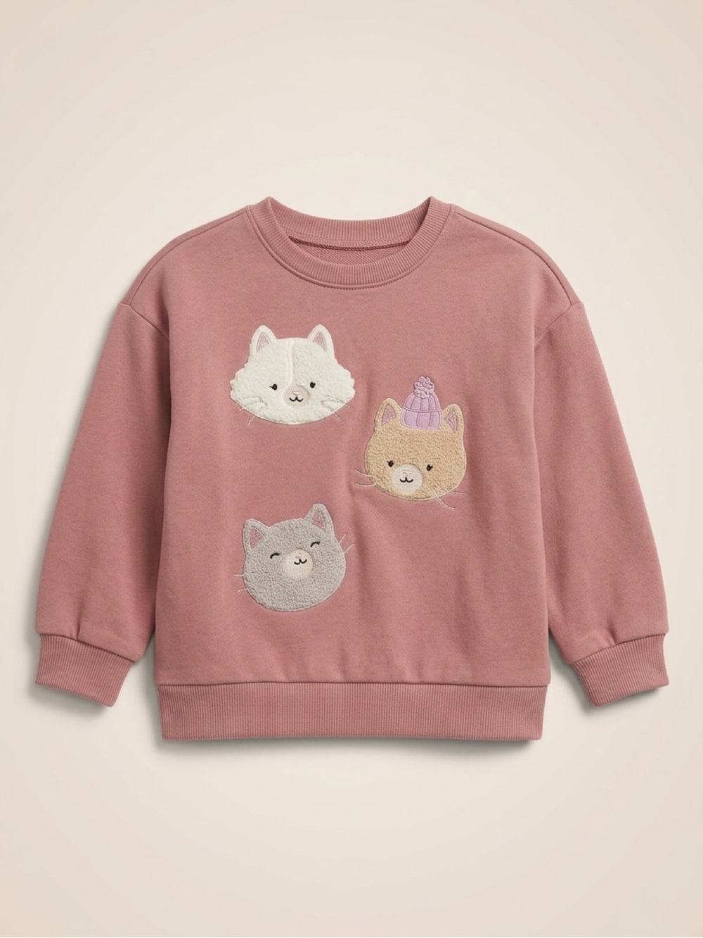Carter's Mauve Pink Sweatshirt with Three Cat Patches